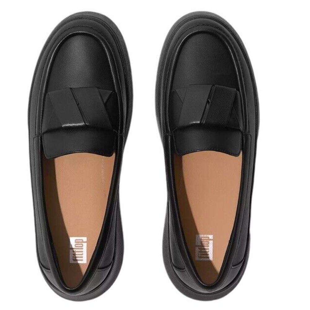 Fitflop Womens F-Mode Leather Flatform Slip On Loafers Shoes